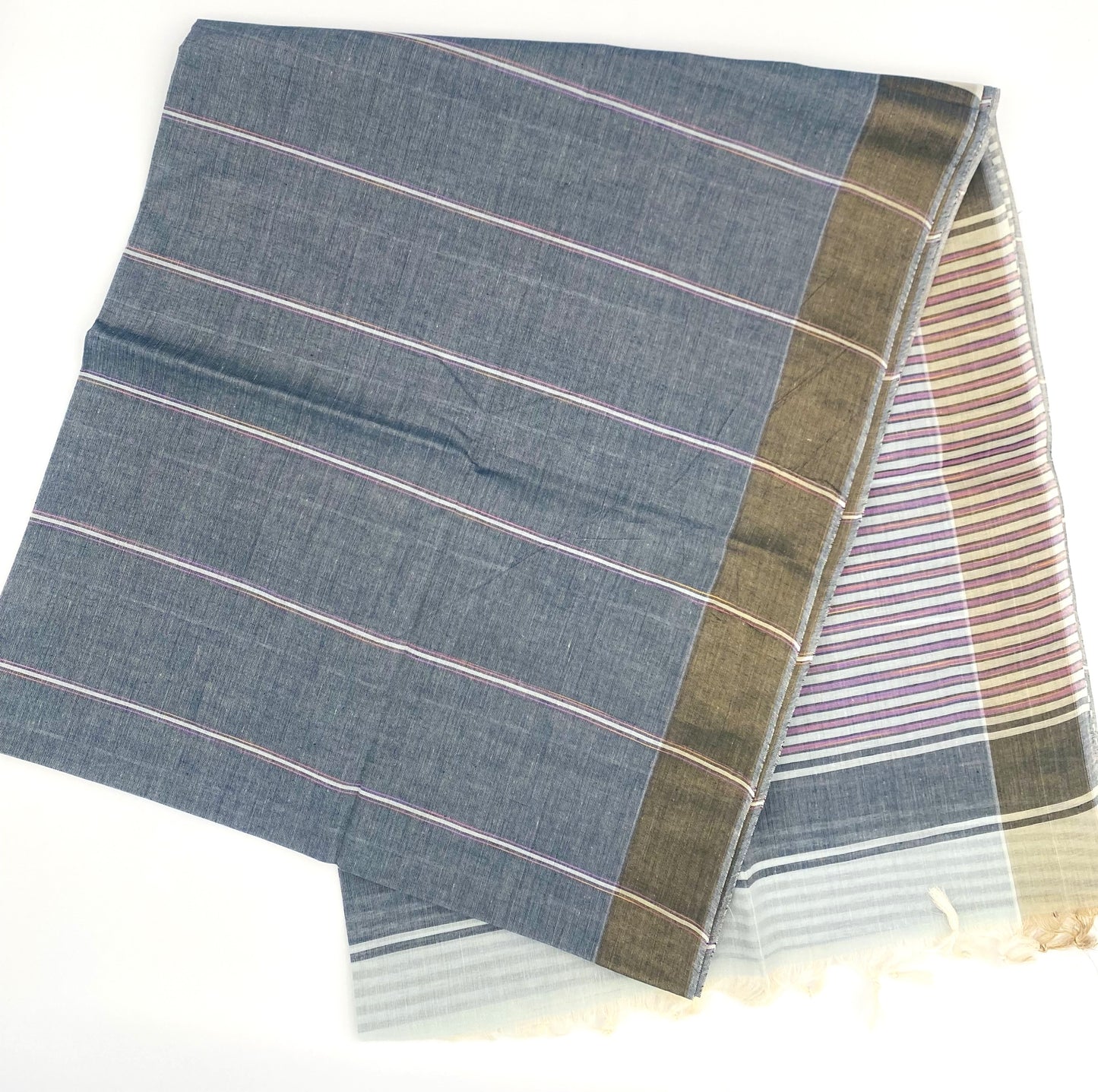 Cotton Saree -  Big stripe plain