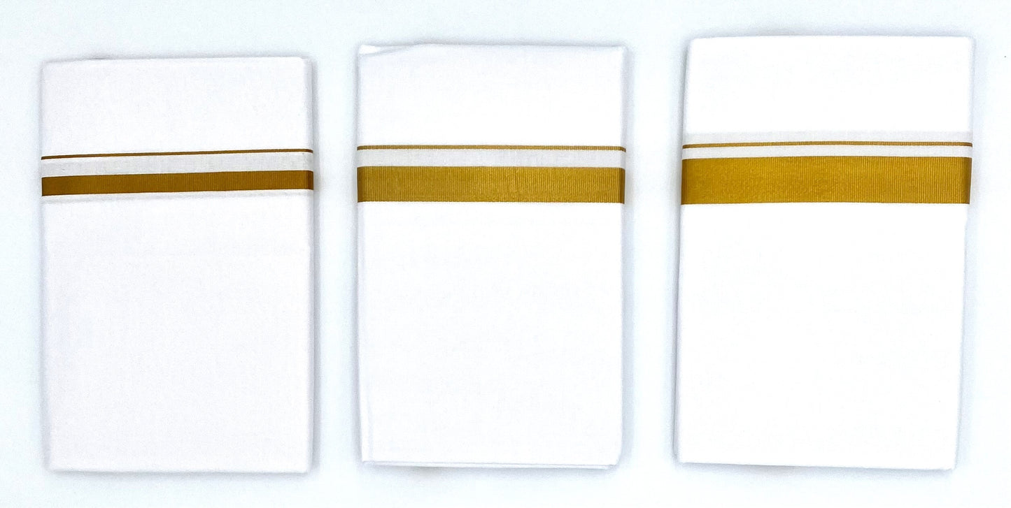 White Single Dhoti With Gold Zari Border