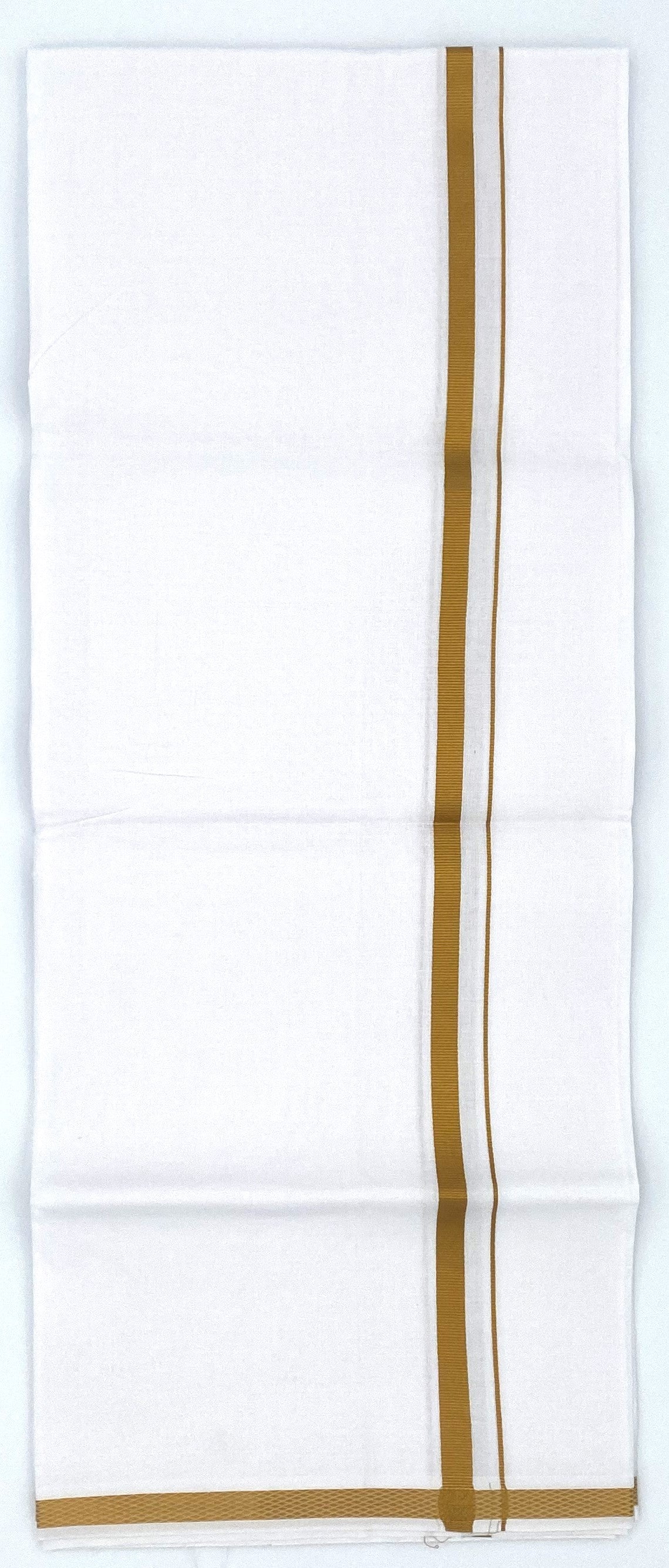 White Single Dhoti With Gold Zari Border