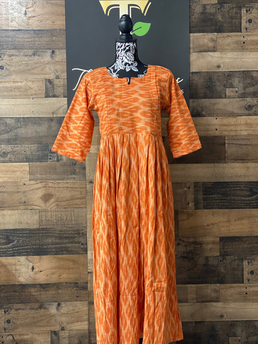 Orange IKKAT Cotton