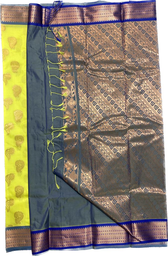 Putta and Contrast border Poly Silk Saree