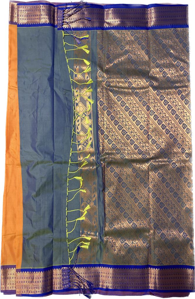 Putta and Contrast border Poly Silk Saree