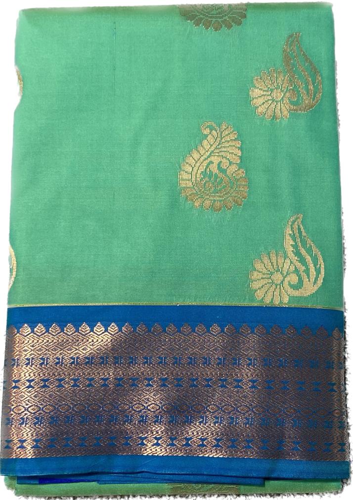 Putta and Contrast border Poly Silk Saree