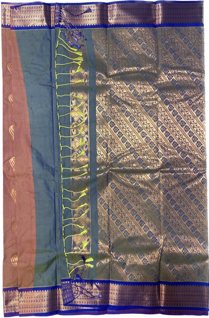 Putta and Contrast border Poly Silk Saree